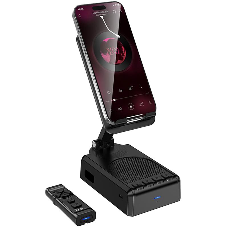 Bluetooth Колонка Hoco HC45 Wave с подставкой для телефона и пультом управления на картинке №2