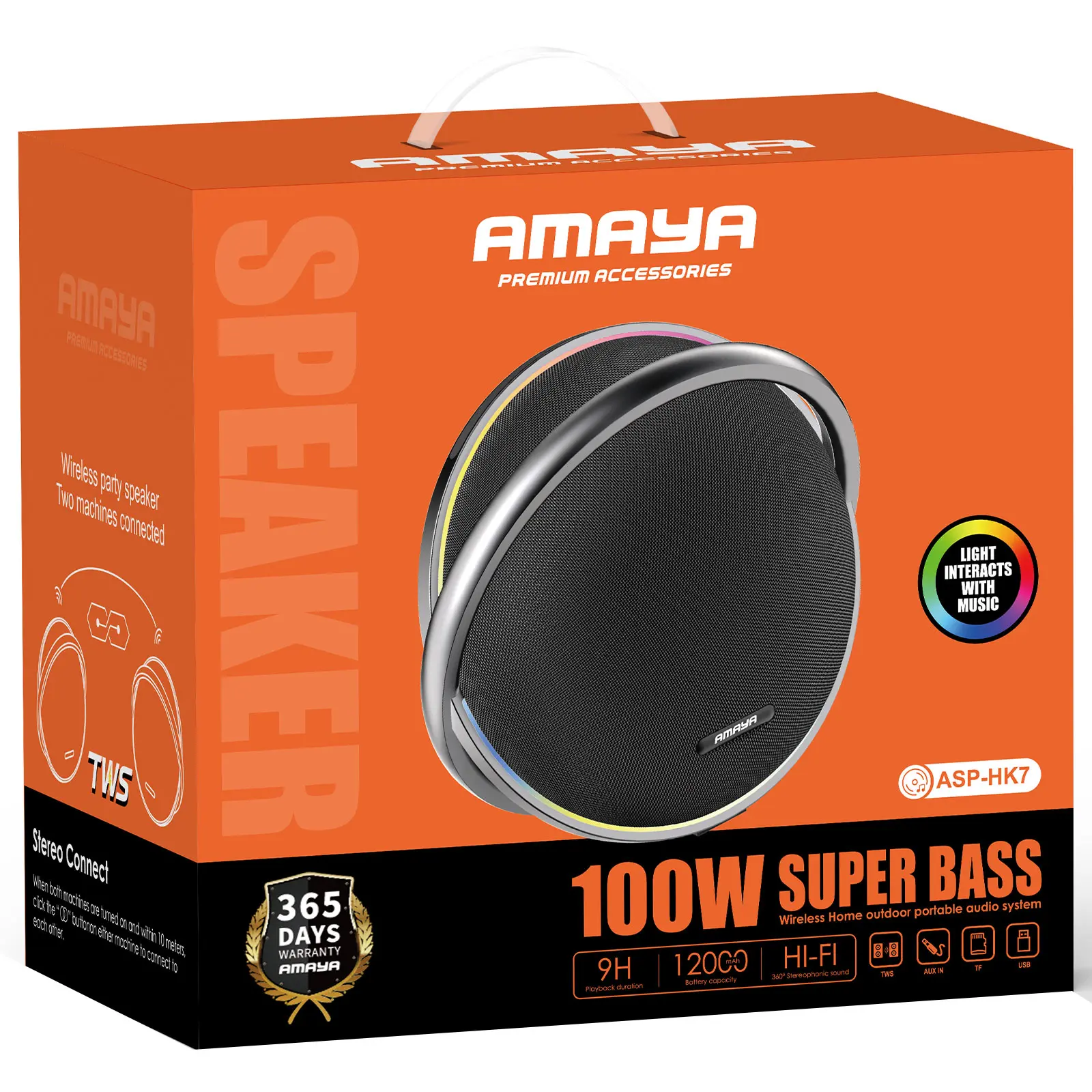 Bluetooth Колонка Amaya HK7 100W, Black 1, купить оптом с доставкой