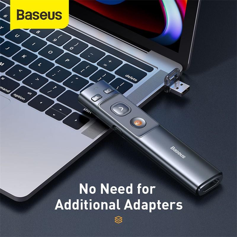 Лазерна указка Baseus Orange Dot Wireless Presenter (Red Laser) (ACFYB-0), Grey 3, купити оптом з доставкою