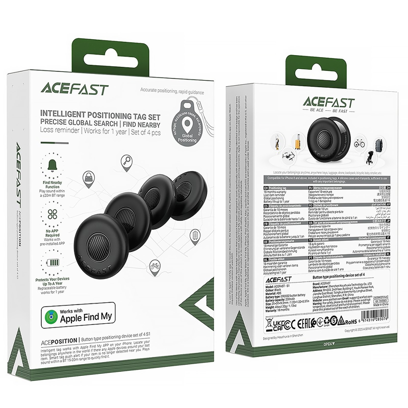 Трекер Acefast S1 Findy 230 mAh (4ps), Black 5, купить оптом с доставкой