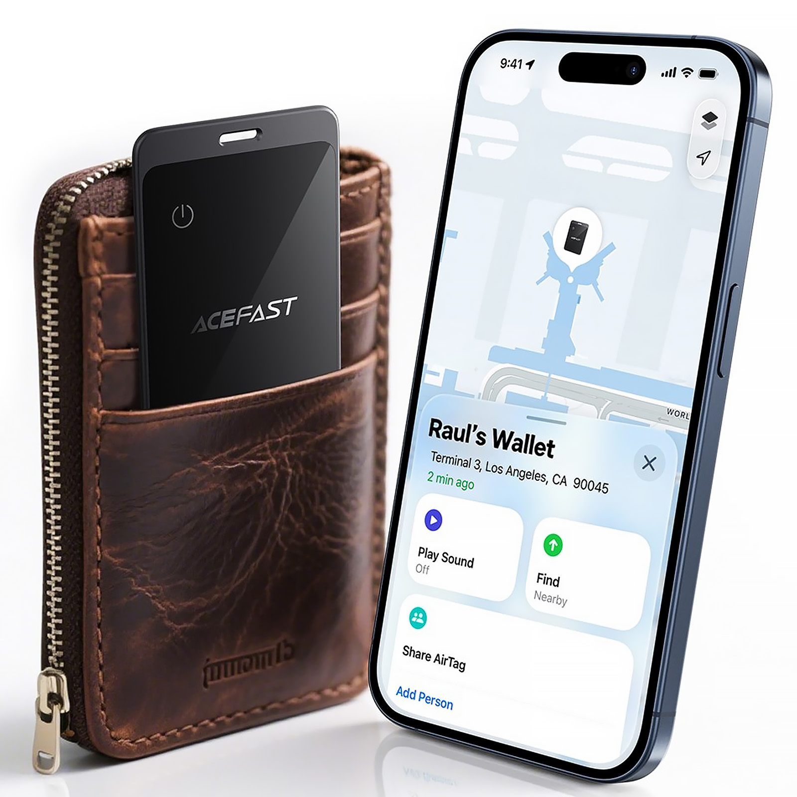 Трекер Acefast S3 Metal Card 100 mAh (2ps), Gray 6, купить оптом с доставкой