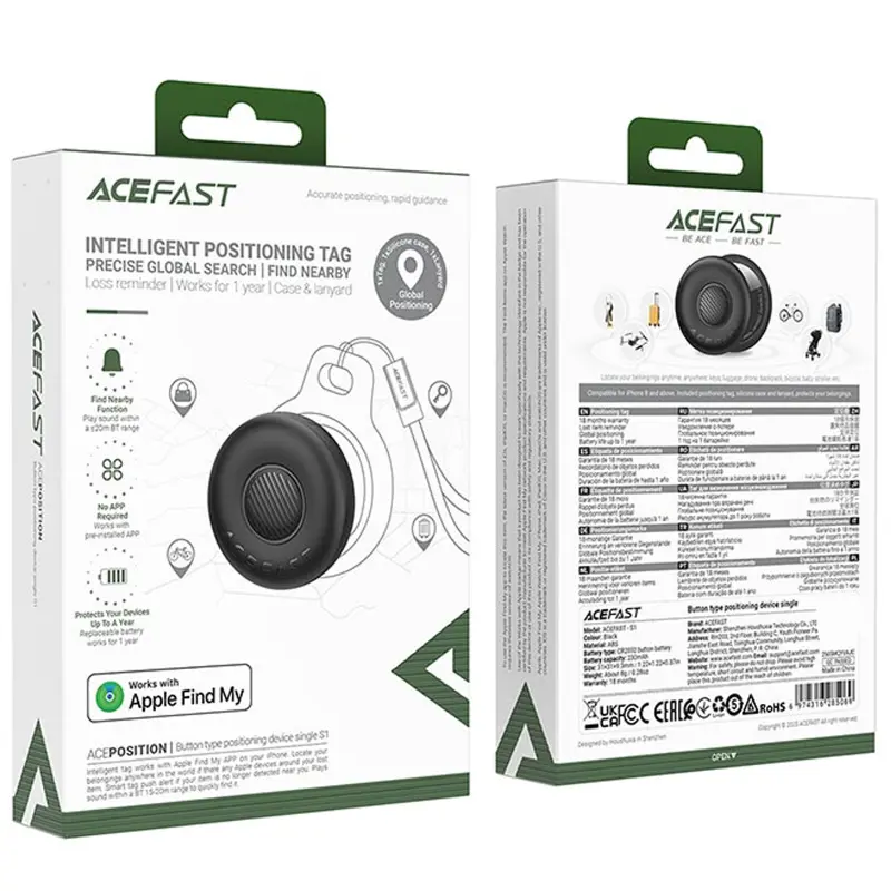 Трекер Acefast S1 Findy 230 mAh, Black 1, купить оптом с доставкой