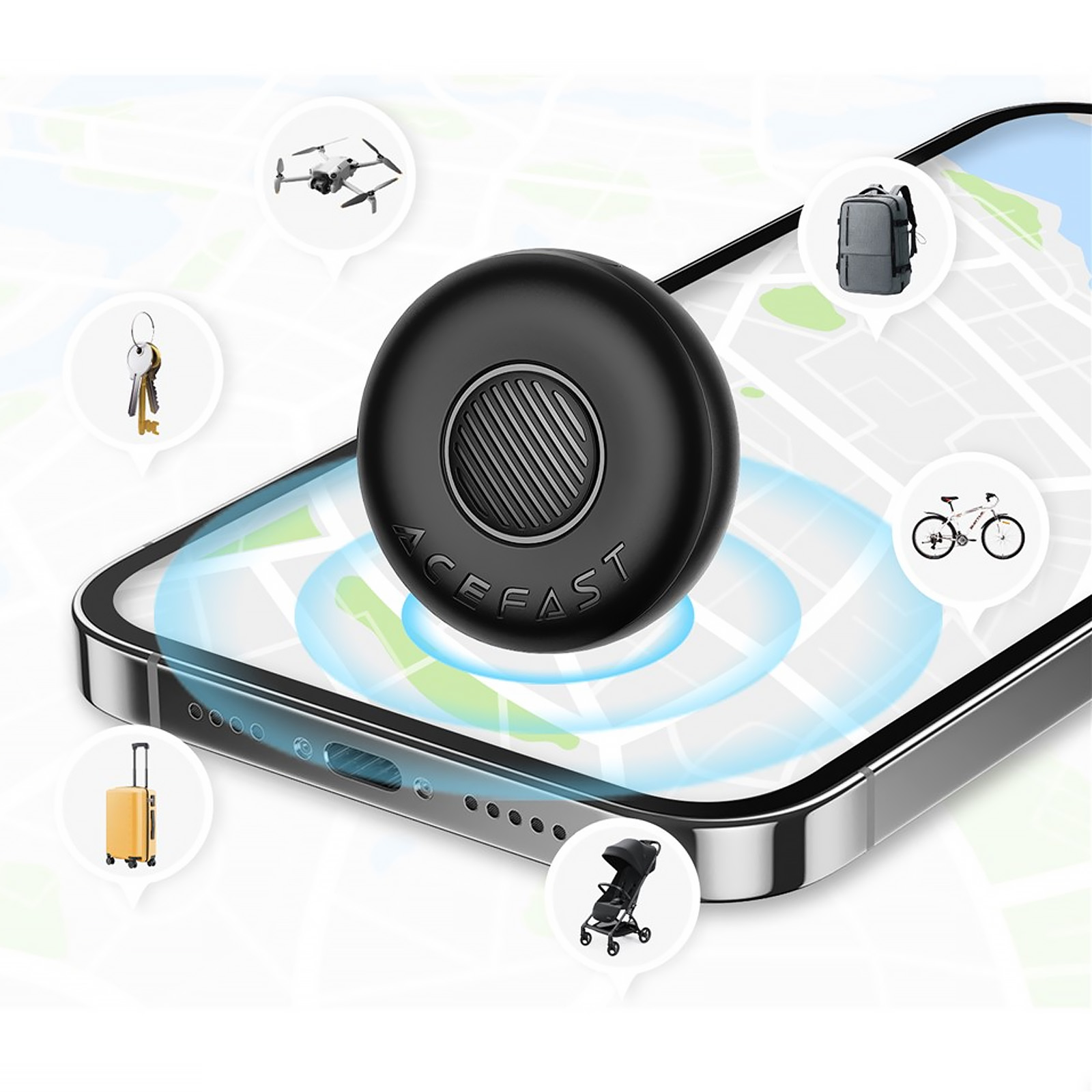 Трекер Acefast S1 Findy 230 mAh, Black 6, купить оптом с доставкой