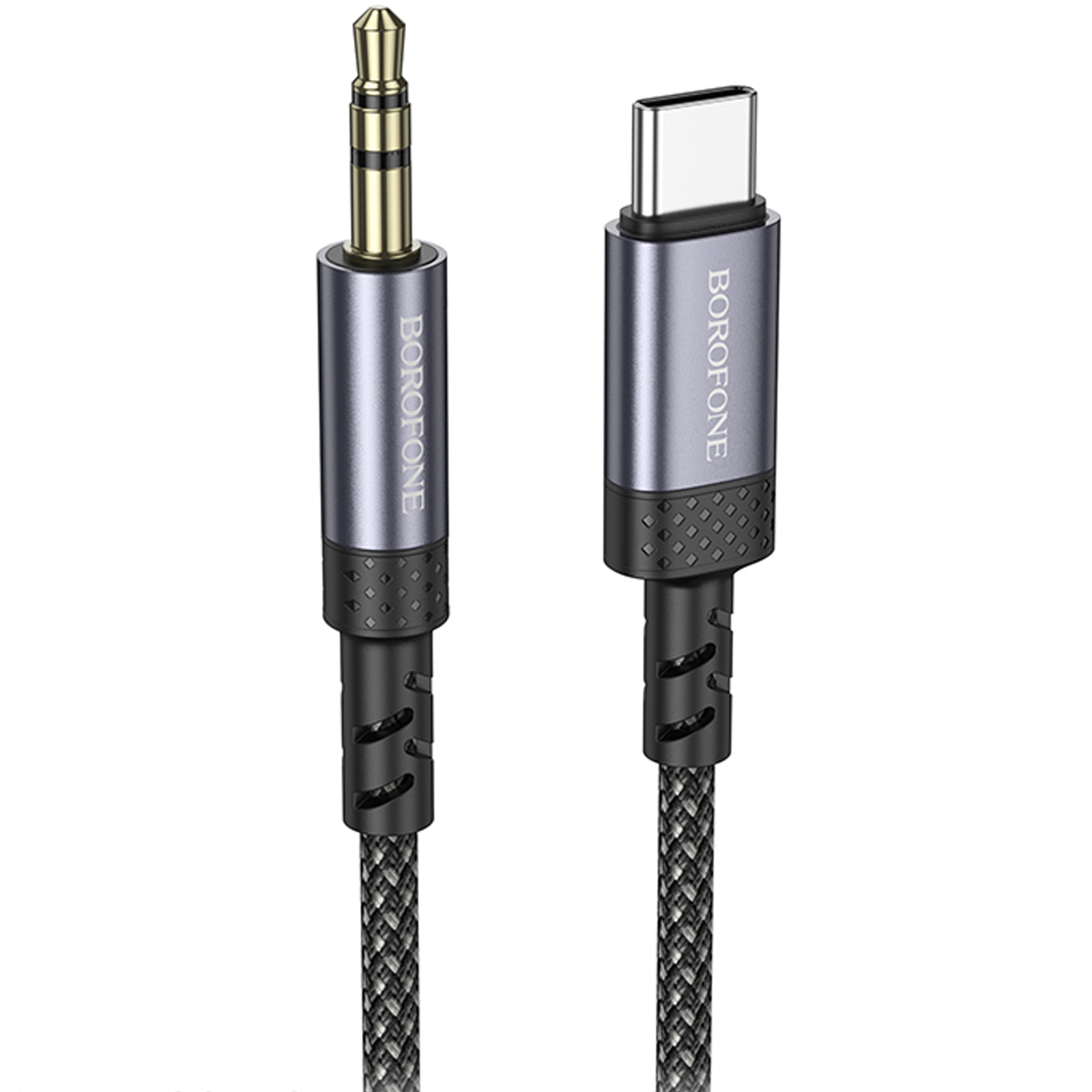 Аудио кабель Aux Borofone BL24 Graceful Type-C to AUX 3.5mm) (1m), Metal grey, купить оптом с доставкой