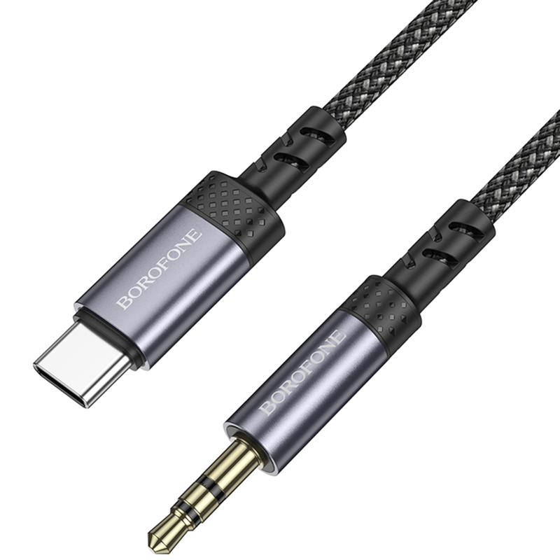 Аудио кабель Aux Borofone BL24 Graceful Type-C to AUX 3.5mm) (1m), Metal grey 2, купить оптом с доставкой