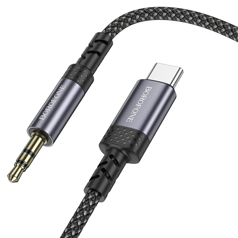 Аудио кабель Aux Borofone BL24 Graceful Type-C to AUX 3.5mm) (1m), Metal grey 3, купить оптом с доставкой