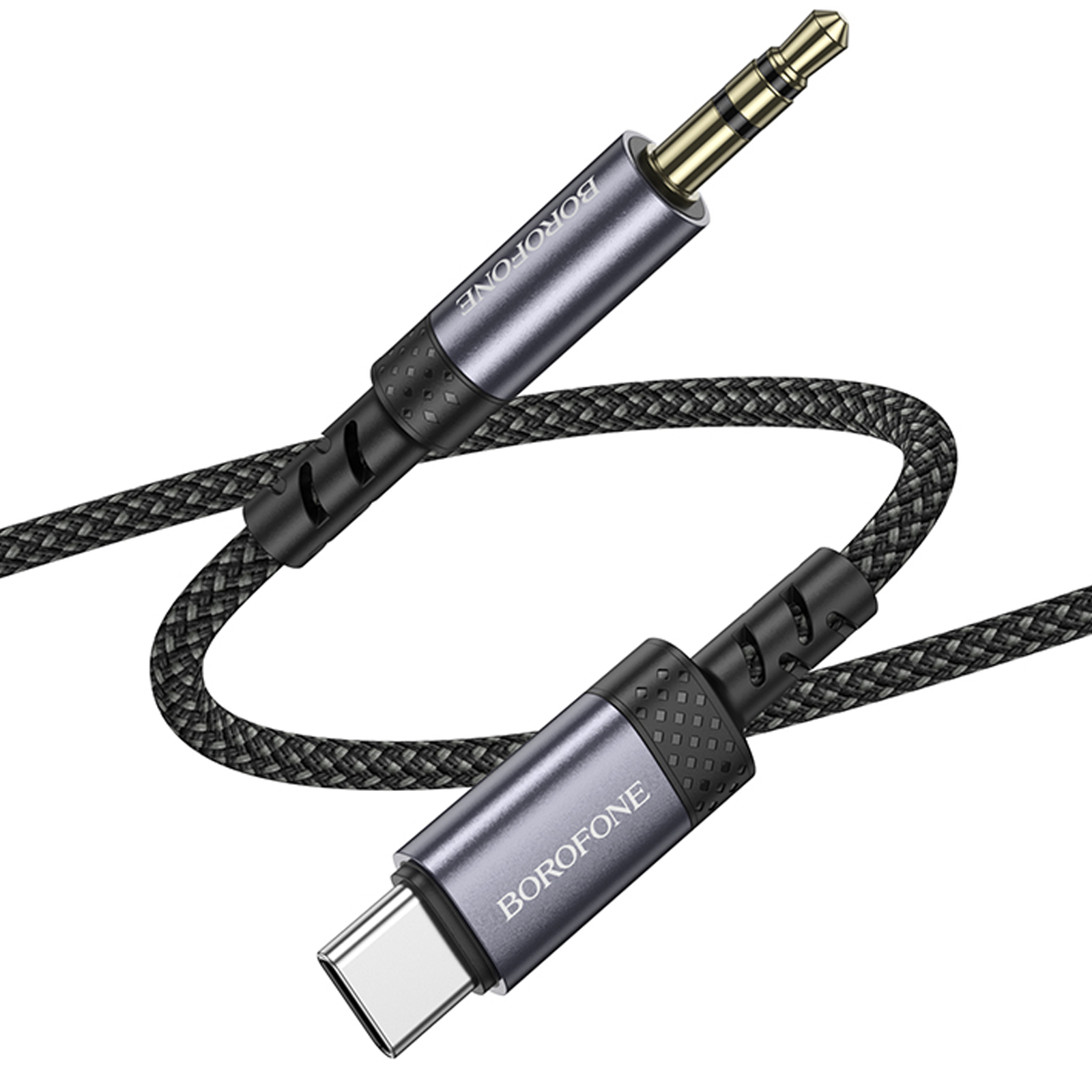 Аудио кабель Aux Borofone BL24 Graceful Type-C to AUX 3.5mm) (1m), Metal grey 4, купить оптом с доставкой