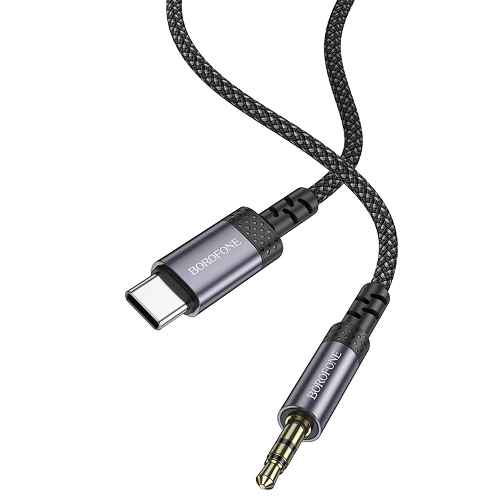 Аудио кабель Aux Borofone BL24 Graceful Type-C to AUX 3.5mm) (1m), Metal grey 5, купить оптом с доставкой