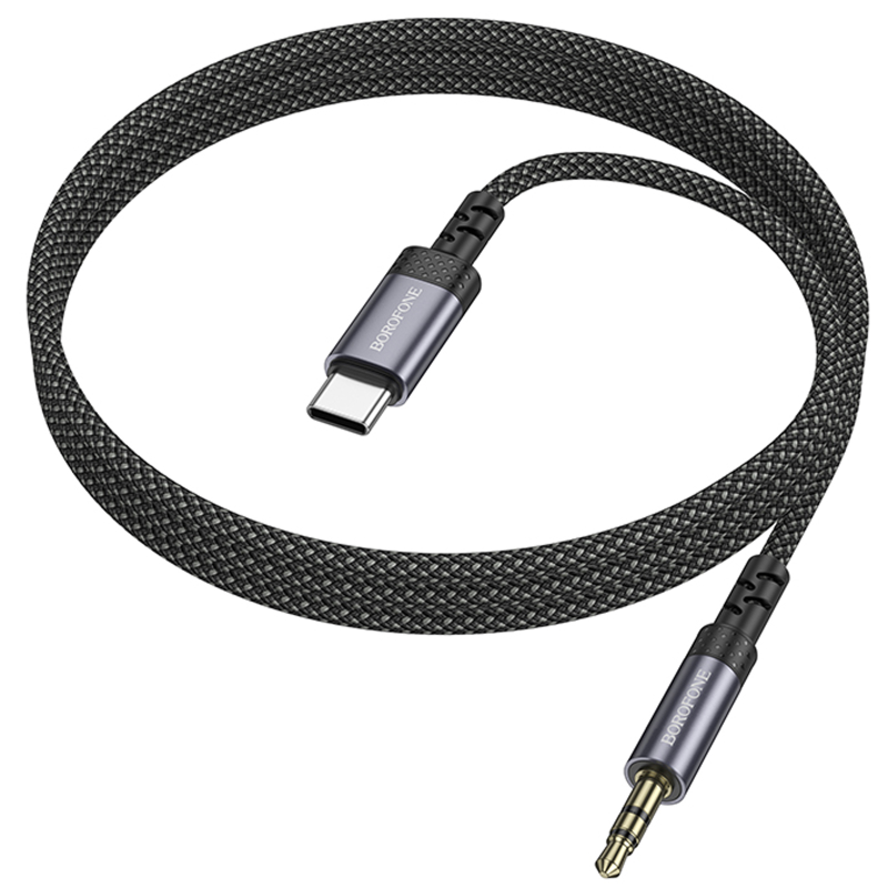 Аудио кабель Aux Borofone BL24 Graceful Type-C to AUX 3.5mm) (1m), Metal grey 6, купить оптом с доставкой