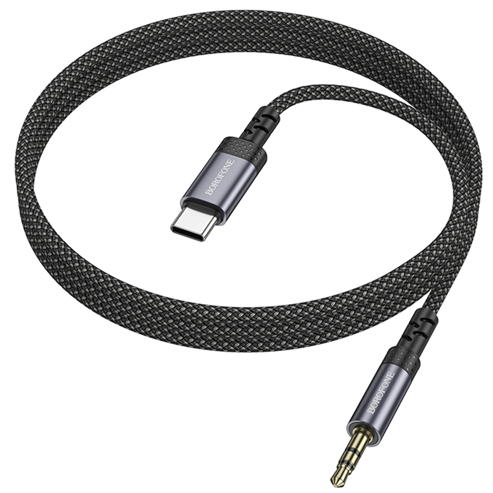 Аудио кабель Aux Borofone BL24 Graceful Type-C to AUX 3.5mm) (1m), Metal grey 6, купить оптом с доставкой