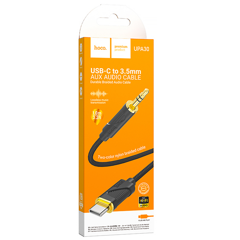 Аудіо кабель Aux Hoco UPA30 Friend (Type-C to AUX 3.5mm) (1m) на малюнкі №2