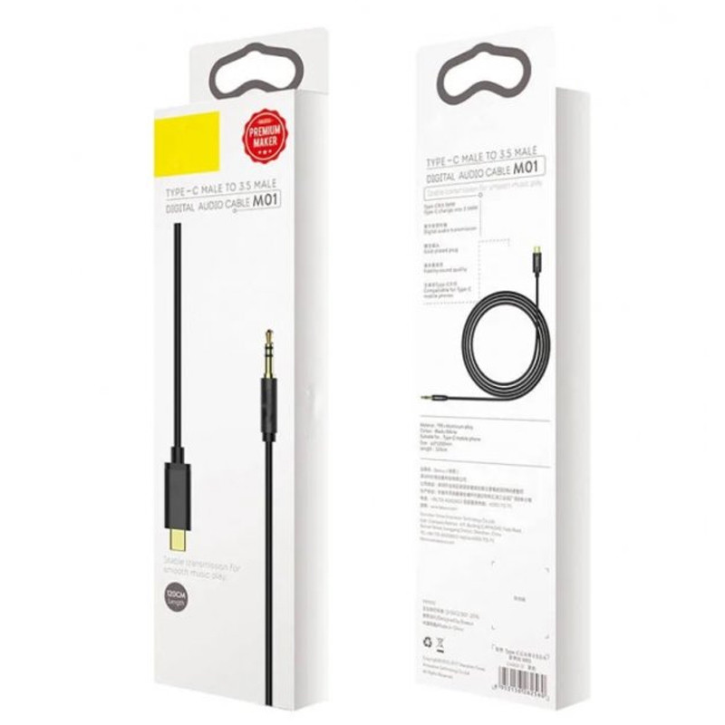 Аудио кабель Aux Baseus Yiven Type-C Male to 3.5mm Male M01 (1m) (CAM01-01) на картинке №2