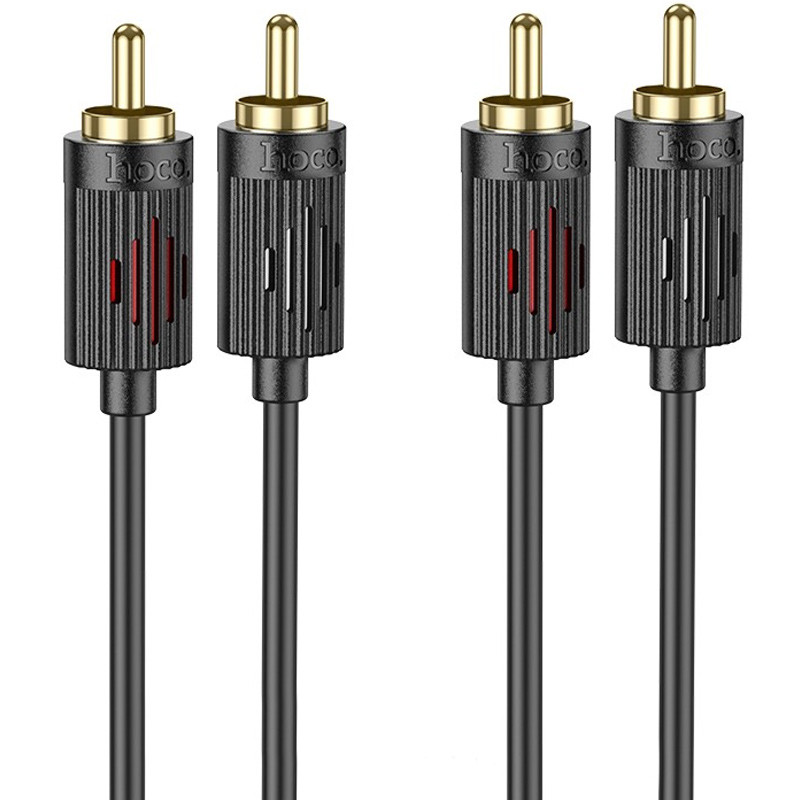 Кабель аудіо Hoco UPA29 2 RCA to 2 RCA red and white double lotus (1.5m) на малюнкі №1