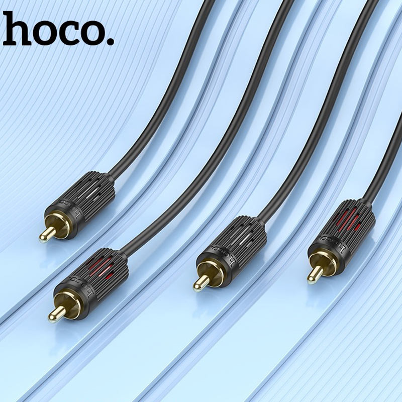 Кабель аудіо Hoco UPA29 2 RCA to 2 RCA red and white double lotus (1.5m) на малюнкі №3