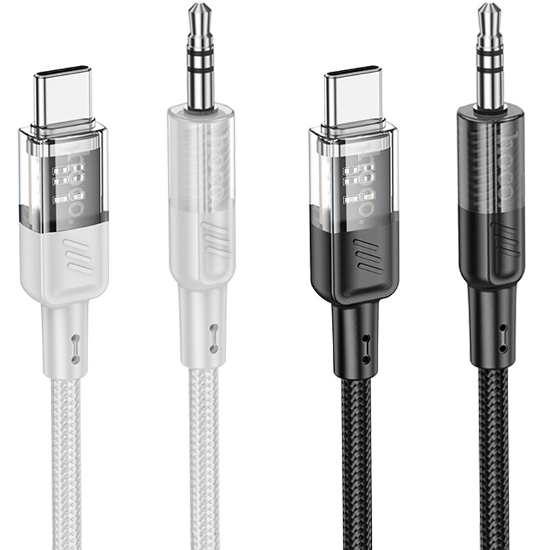 Аудіо кабель Aux Hoco UPA27 Spirit transparent (Type-C to AUX 3.5mm) (1.2m), купити оптом з доставкою