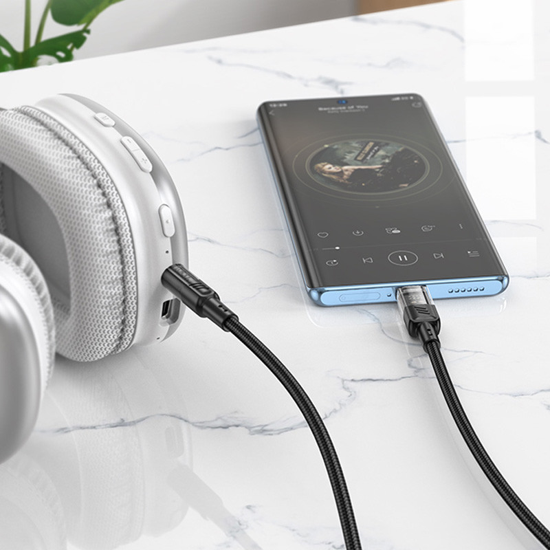 Аудіо кабель Aux Hoco UPA27 Spirit transparent (Type-C to AUX 3.5mm) (1.2m) дивитися фото №5