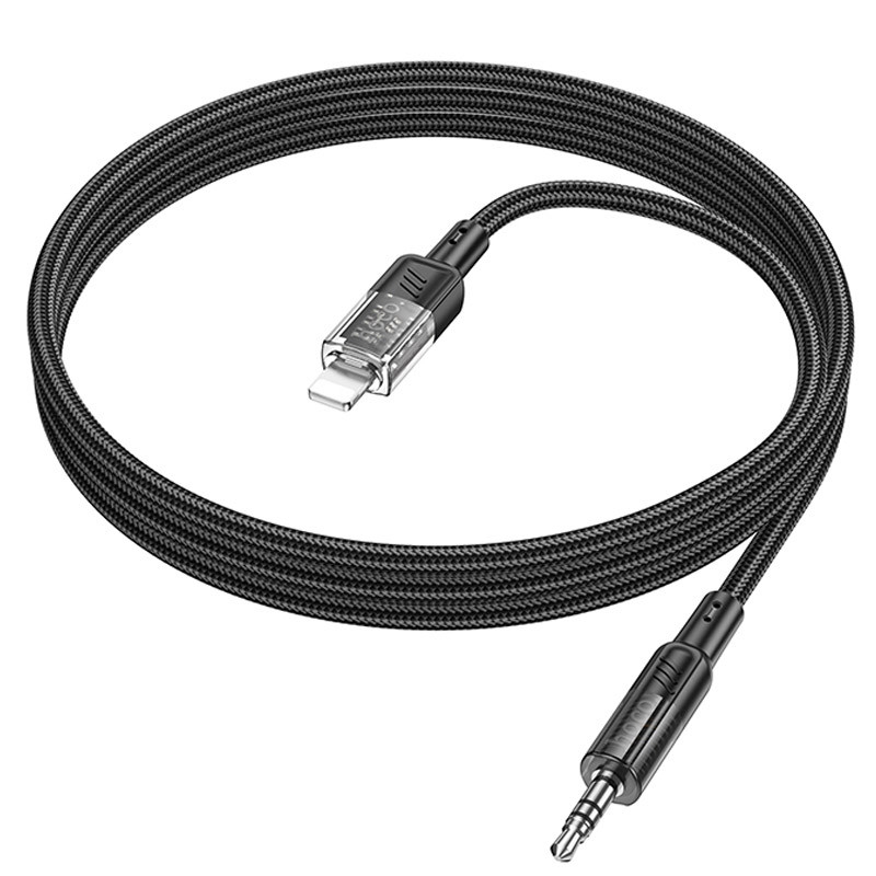 Аудіо кабель Aux Hoco UPA27 Spirit transparent (Lightning to AUX 3.5mm) (1.2m) дивитися фото №2