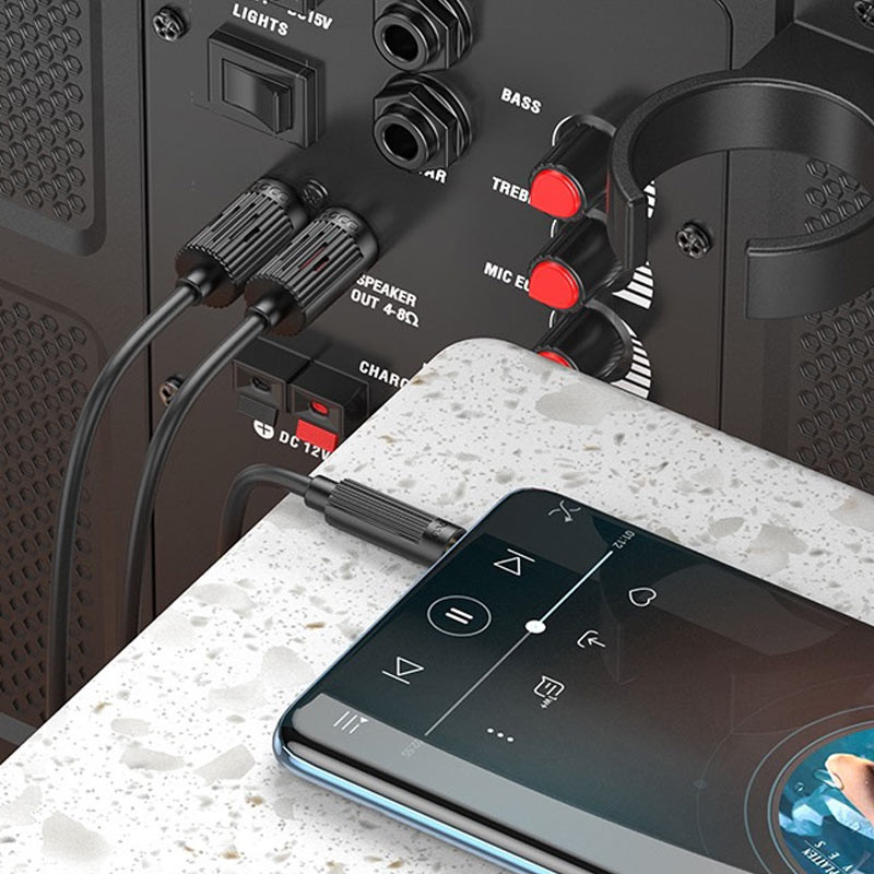 Кабель аудіо Hoco UPA28 3.5mm to double lotus RCA (1.5m) дивитися фото №3