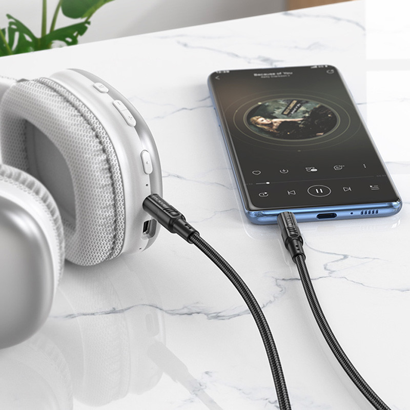 Аудіо кабель Aux Hoco UPA27 Spirit transparent (1.2m) дивитися фото №6