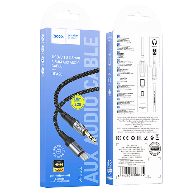 Аудіо кабель Aux Hoco UPA26 Fresh Type-C to 3.5mm (1m) дивитися фото №6