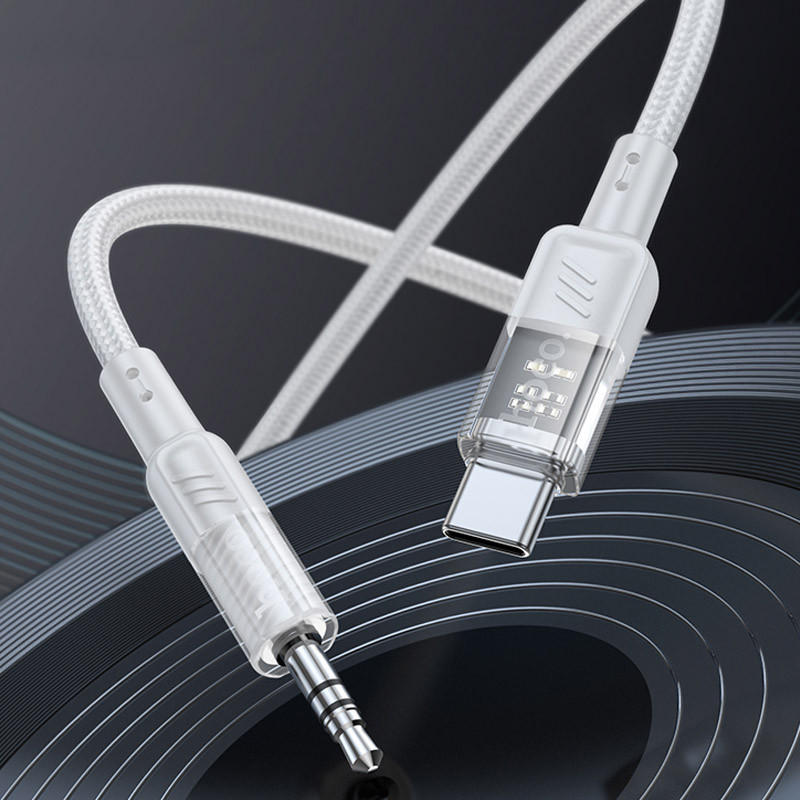 Аудіо кабель Aux Hoco UPA27 Spirit transparent (Type-C to AUX 3.5mm) (1.2m) дивитися фото №5