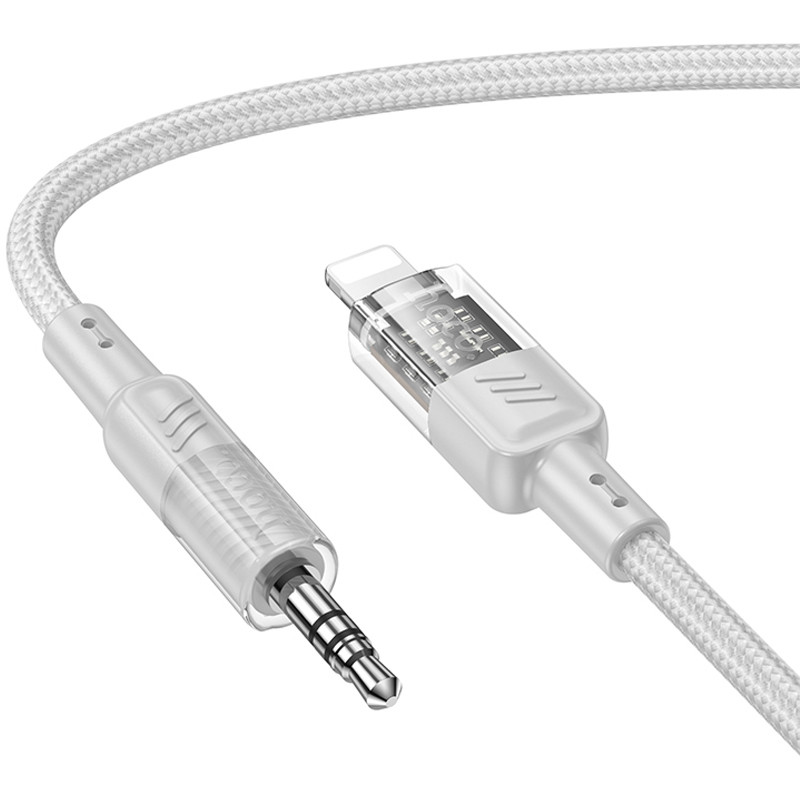 Аудіо кабель Aux Hoco UPA27 Spirit transparent (Lightning to AUX 3.5mm) (1.2m) дивитися фото №3