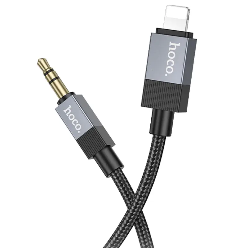 Аудио кабель Aux Hoco UPA32A Clever digital (Lightning to AUX 3.5mm) (1m), Black 2, купить оптом с доставкой