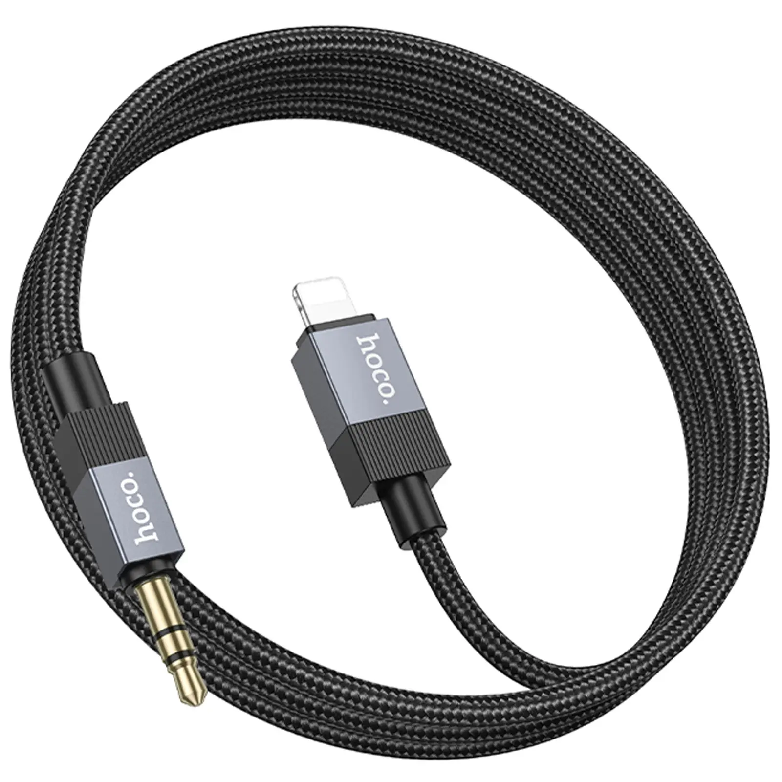 Аудио кабель Aux Hoco UPA32A Clever digital (Lightning to AUX 3.5mm) (1m), Black 3, купить оптом с доставкой