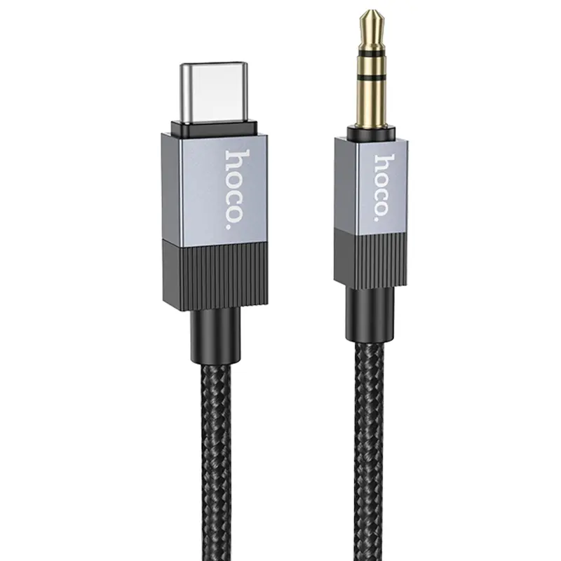 Аудио кабель Aux Hoco UPA32B Clever digital (Type-C to AUX 3.5mm) (1m), Black, купить оптом с доставкой