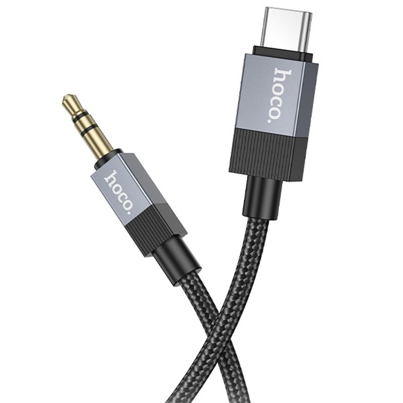 Аудіо кабель Aux Hoco UPA32B Clever digital (Type-C to AUX 3.5mm) (1m) на малюнкі №3