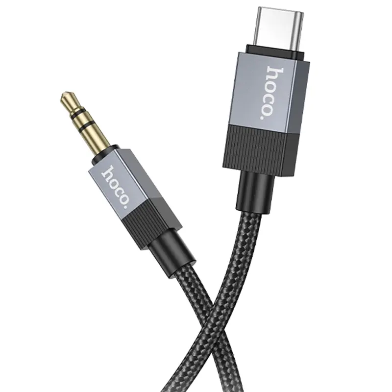 Аудио кабель Aux Hoco UPA32B Clever digital (Type-C to AUX 3.5mm) (1m), Black 2, купить оптом с доставкой