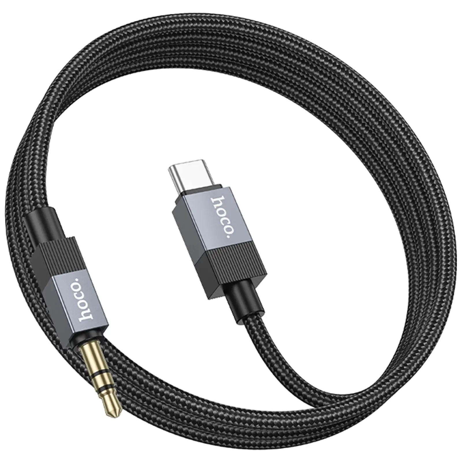Аудио кабель Aux Hoco UPA32B Clever digital (Type-C to AUX 3.5mm) (1m), Black 3, купить оптом с доставкой