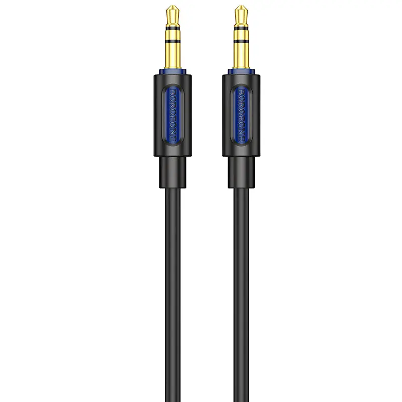 Аудио кабель Aux Borofone BL20 True sound silicone (1m), Black, купить оптом с доставкой