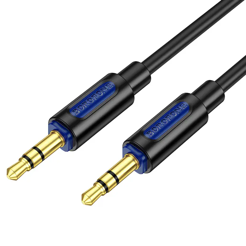 Аудио кабель Aux Borofone BL20 True sound silicone (1m), Black 1, купить оптом с доставкой