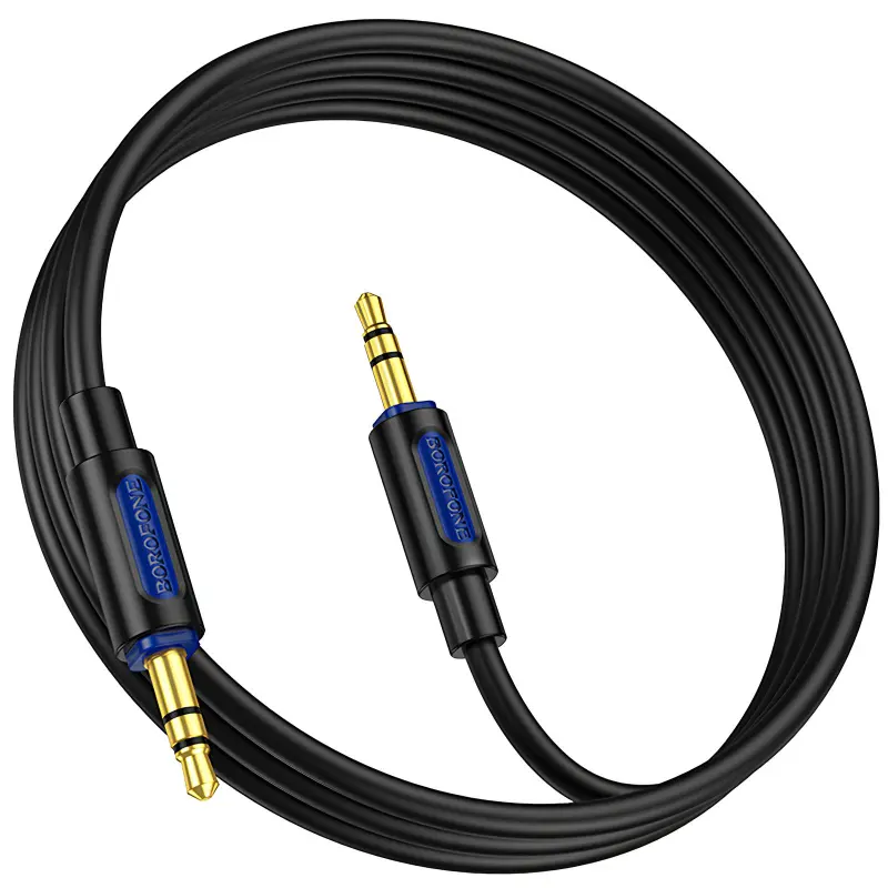 Аудио кабель Aux Borofone BL20 True sound silicone (1m), Black 3, купить оптом с доставкой