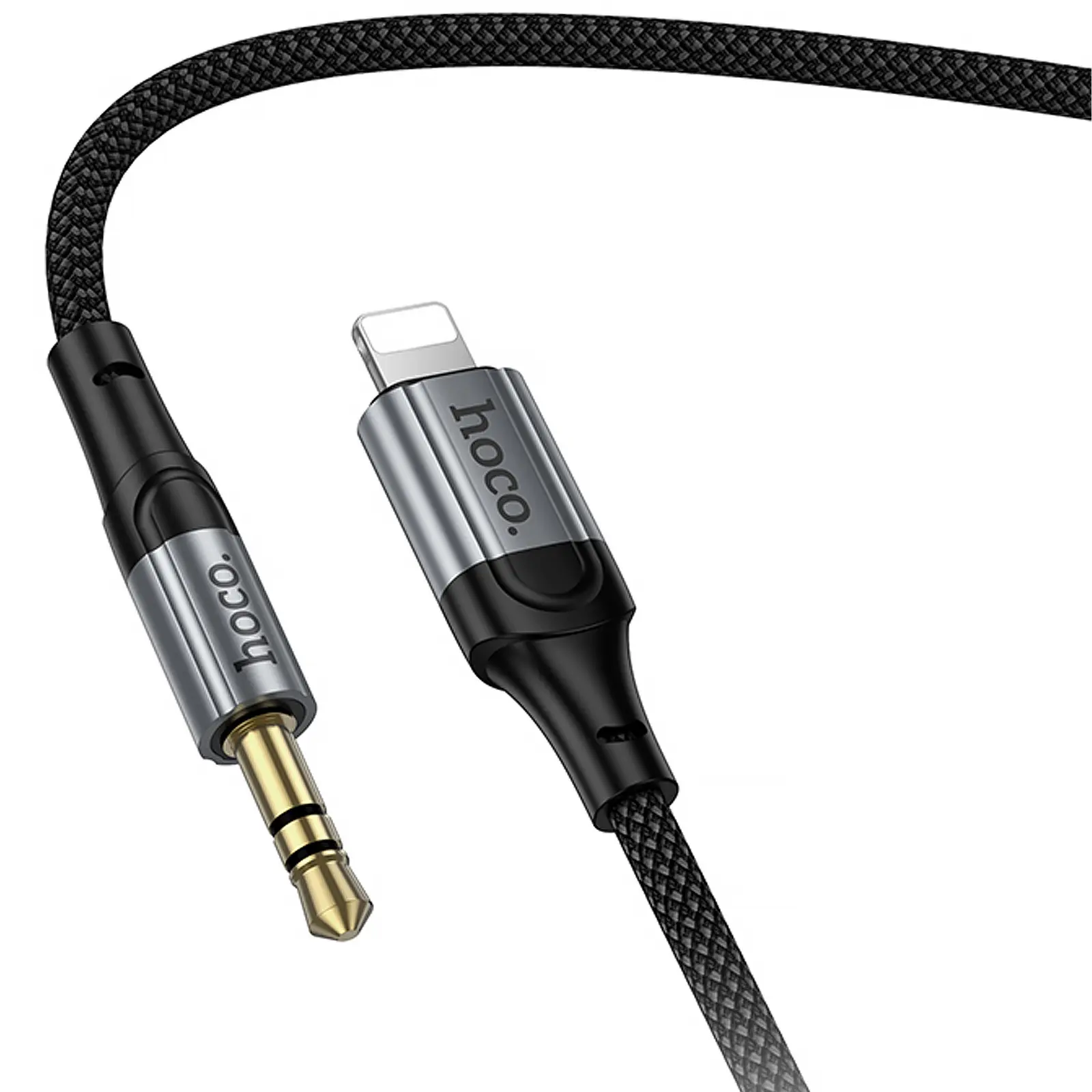 Аудио кабель Aux Hoco UPA33A Nuevo (Lightning to AUX 3.5mm) (1.5m), Black 3, купить оптом с доставкой