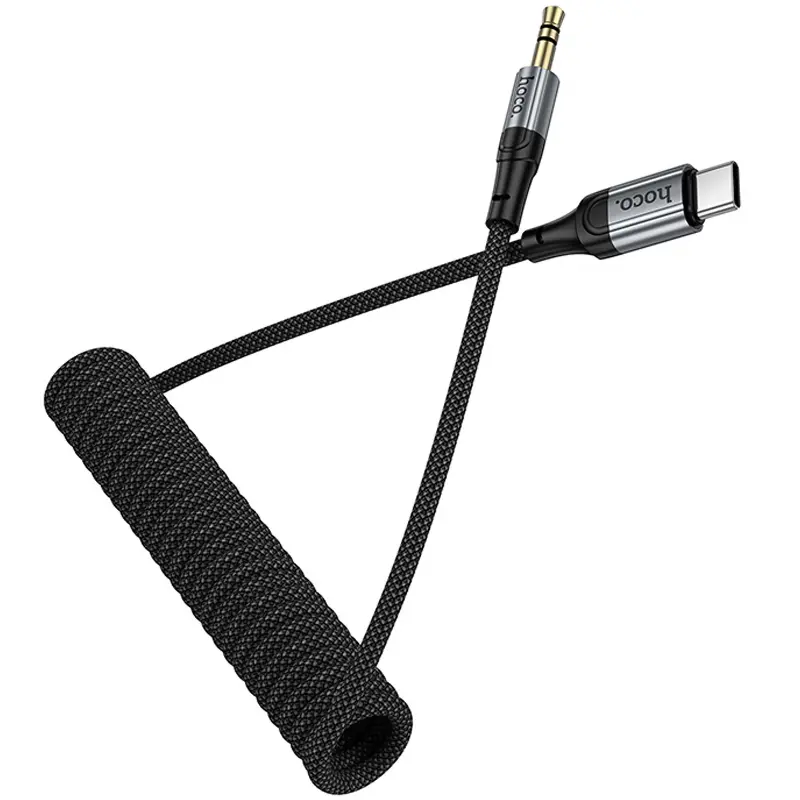 Аудио кабель Aux Hoco UPA33B Nuevo (Type-C to AUX 3.5mm) (1.5m), Black 1, купить оптом с доставкой