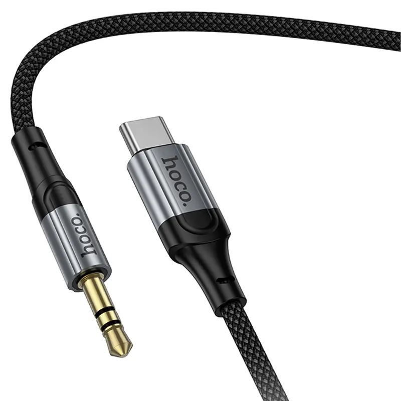 Аудио кабель Aux Hoco UPA33B Nuevo (Type-C to AUX 3.5mm) (1.5m), Black 3, купить оптом с доставкой