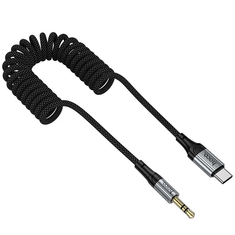 Аудио кабель Aux Hoco UPA33B Nuevo (Type-C to AUX 3.5mm) (1.5m), Black 4, купить оптом с доставкой