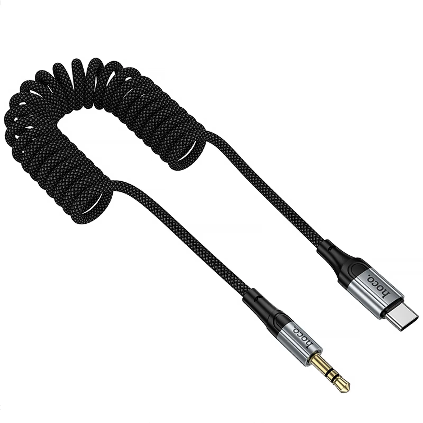Аудио кабель Aux Hoco UPA33B Nuevo (Type-C to AUX 3.5mm) (1.5m), Black 4, купить оптом с доставкой