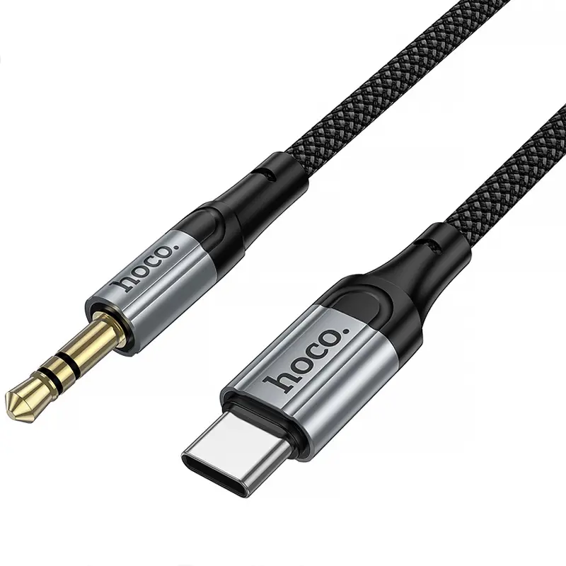 Аудио кабель Aux Hoco UPA33B Nuevo (Type-C to AUX 3.5mm) (1.5m), Black 5, купить оптом с доставкой