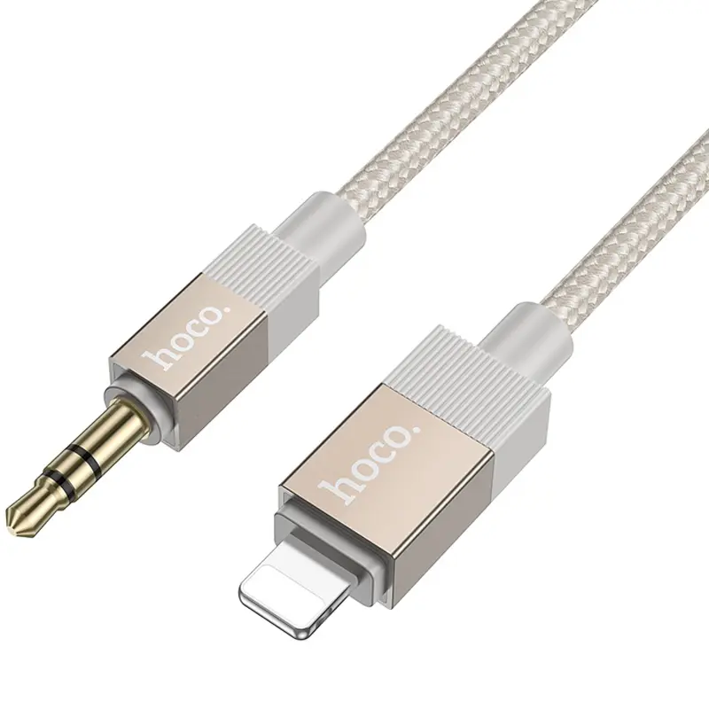 Аудио кабель Aux Hoco UPA32A Clever digital (Lightning to AUX 3.5mm) (1m), Gold 2, купить оптом с доставкой