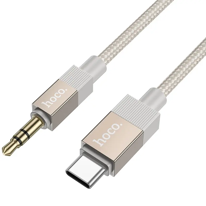 Аудио кабель Aux Hoco UPA32B Clever digital (Type-C to AUX 3.5mm) (1m), Gold 2, купить оптом с доставкой