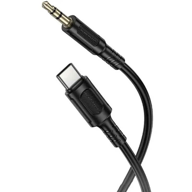 Аудио кабель Aux Borofone BL25B Nice (Type-C to AUX 3.5mm) (1m), Black, купить оптом с доставкой