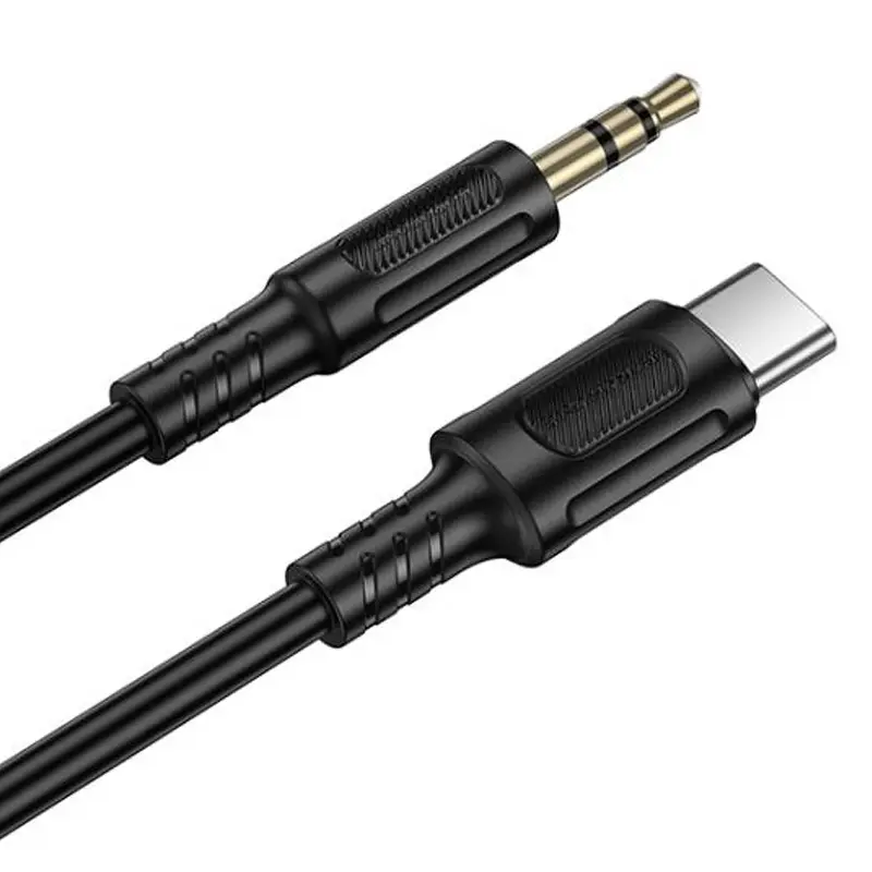 Аудио кабель Aux Borofone BL25B Nice (Type-C to AUX 3.5mm) (1m), Black 1, купить оптом с доставкой
