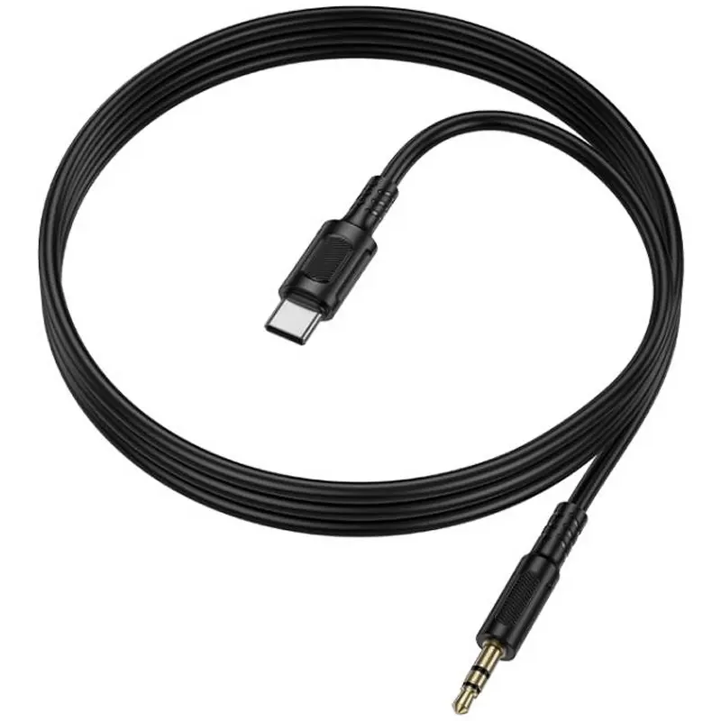 Аудио кабель Aux Borofone BL25B Nice (Type-C to AUX 3.5mm) (1m), Black 2, купить оптом с доставкой
