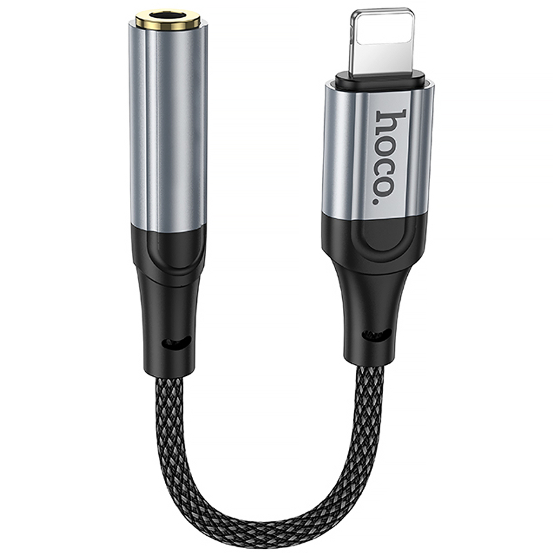 Аудио кабель Aux Hoco LS36A Fresh 3.5mm to Lightning (0.12m) на картинке №1