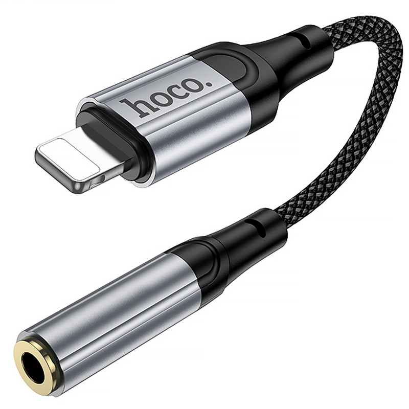 Аудио кабель Aux Hoco LS36A Fresh 3.5mm to Lightning (0.12m) на картинке №3