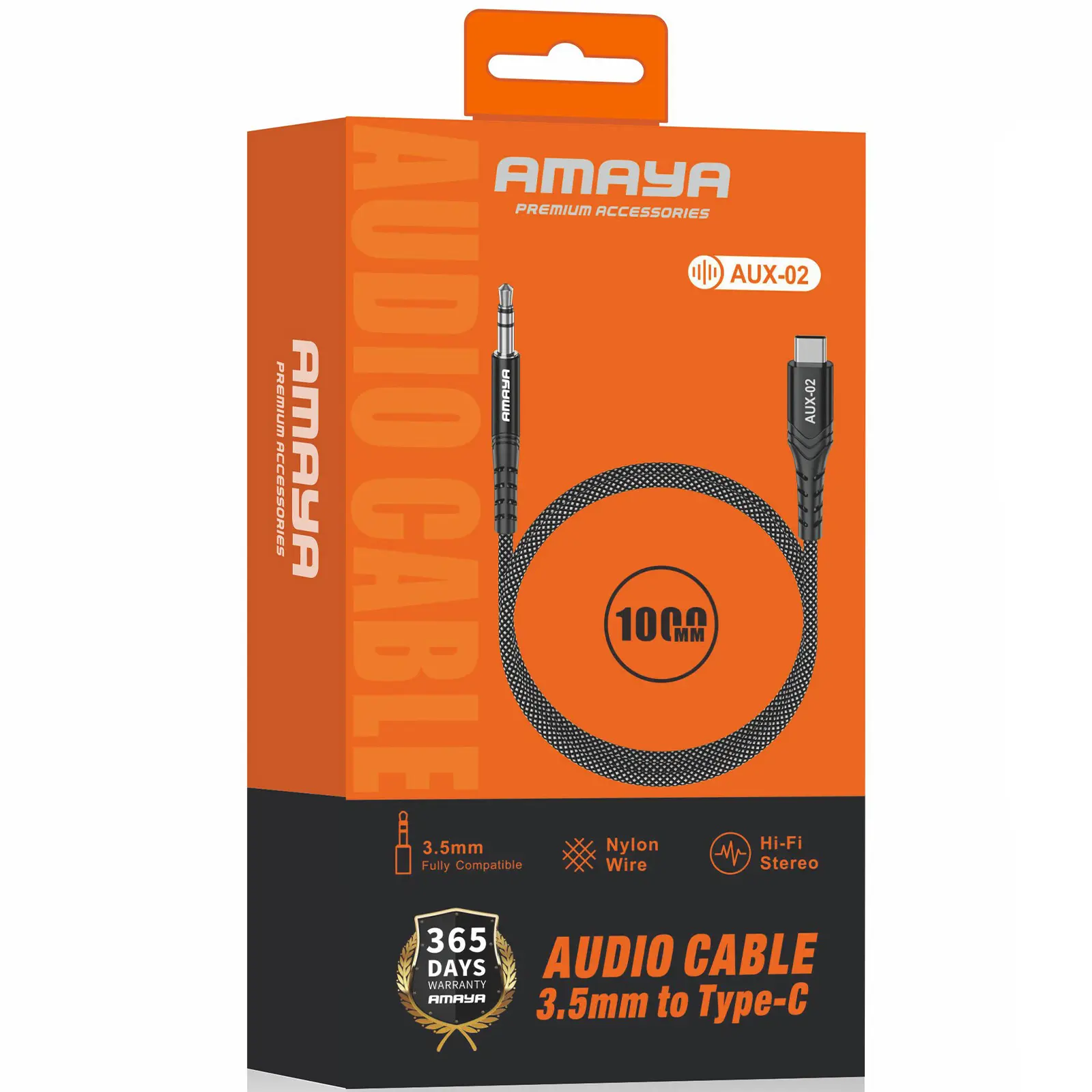 Аудио кабель Aux Amaya AUX-02 (Type-C to AUX 3.5mm) (1m), Black 1, купить оптом с доставкой