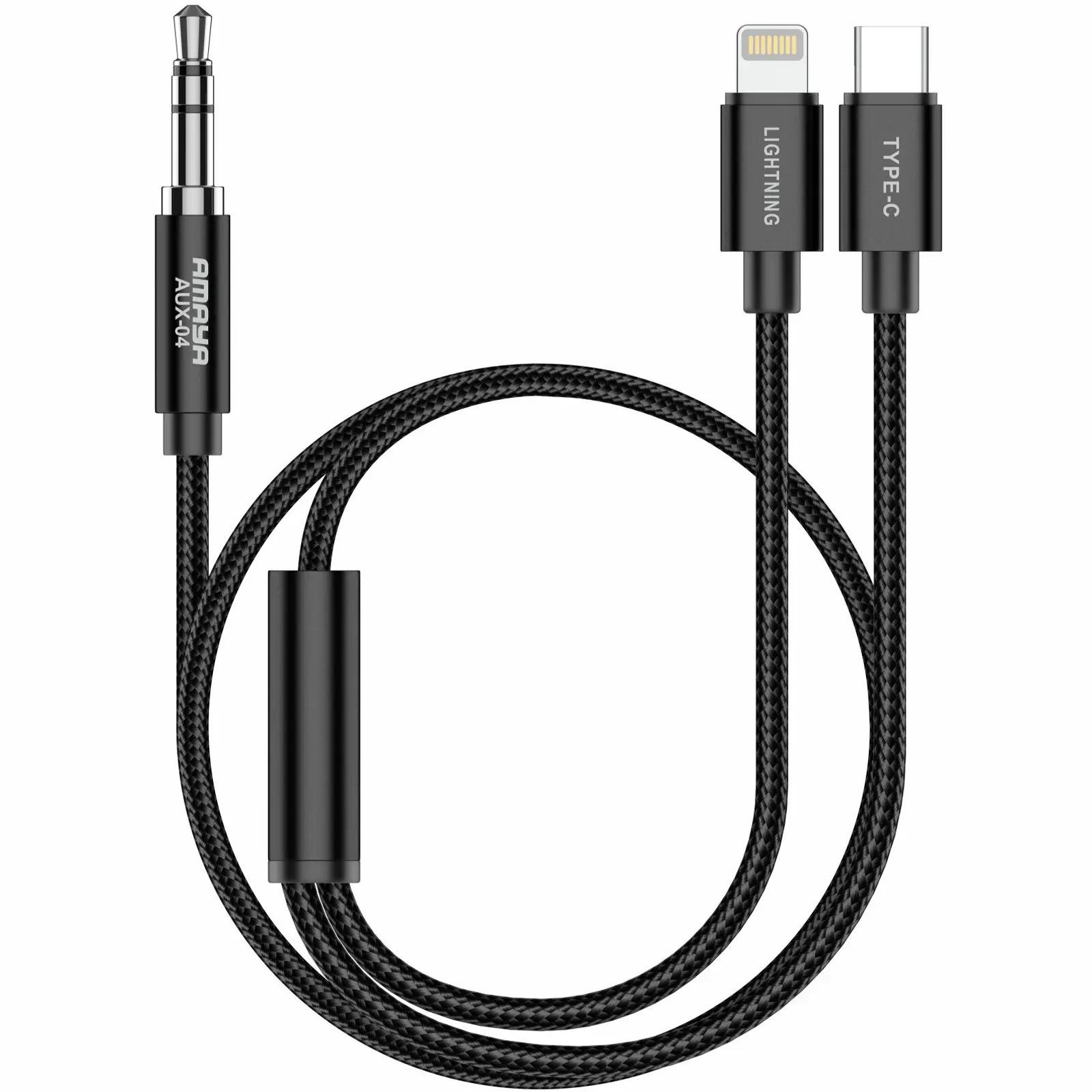 Аудио кабель Aux Amaya AUX-04 (Type-C/Lightning to AUX 3.5mm) (1.2m), купить оптом с доставкой